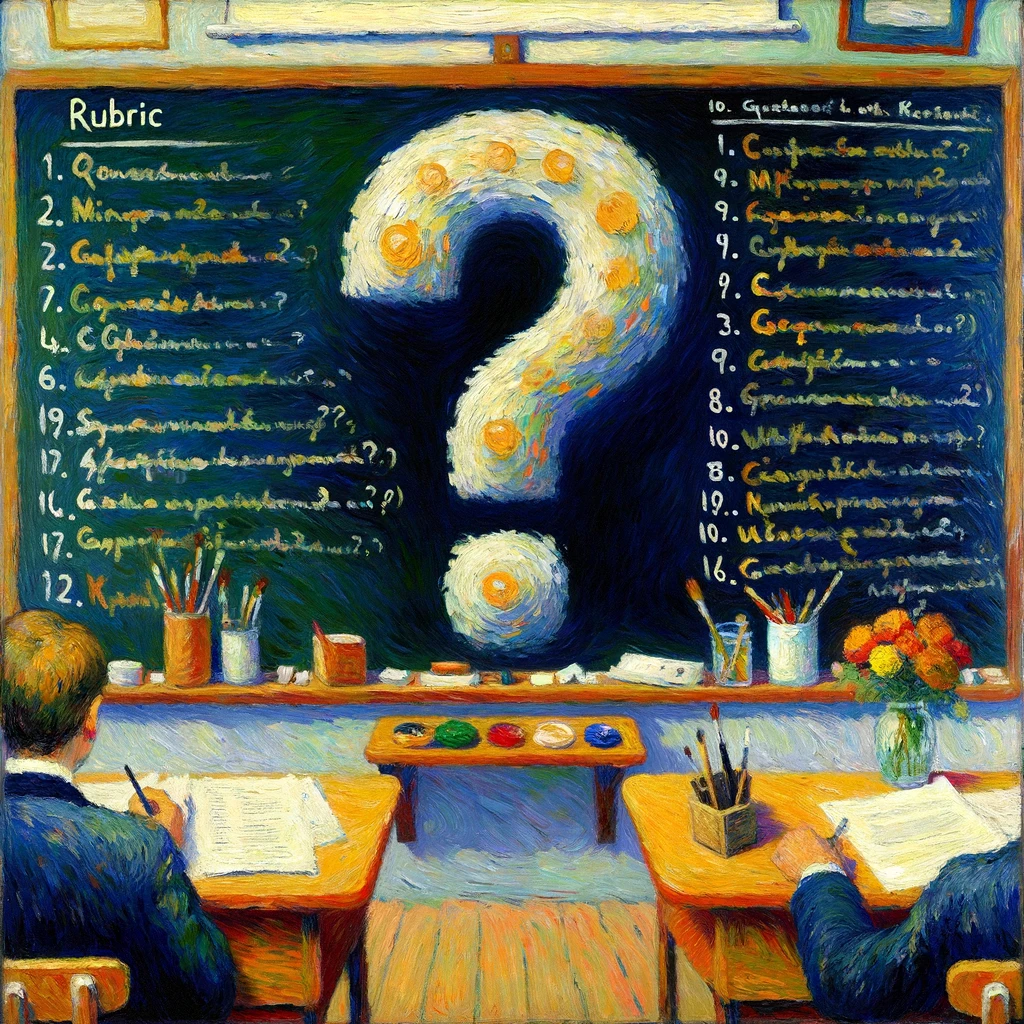 A question mark on a board in an old classroom